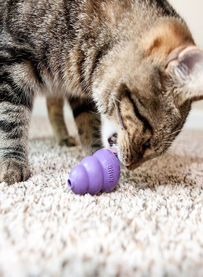 KONG Kitty, Durable Natural Rubber Interactive Cat Toy, Treat Dispenser, Fulfills Natural Hunting Instincts, Unpredictable Bounce, Stuff Cat Treats, Catnip, Promotes Batting, Rolling, Chasing, Purple - Image 5